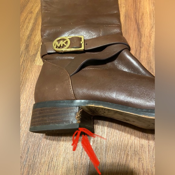 Michael Kors Boots Bryce Tall Riding Brown Leather Knee High Zip - Picture 7 of 14